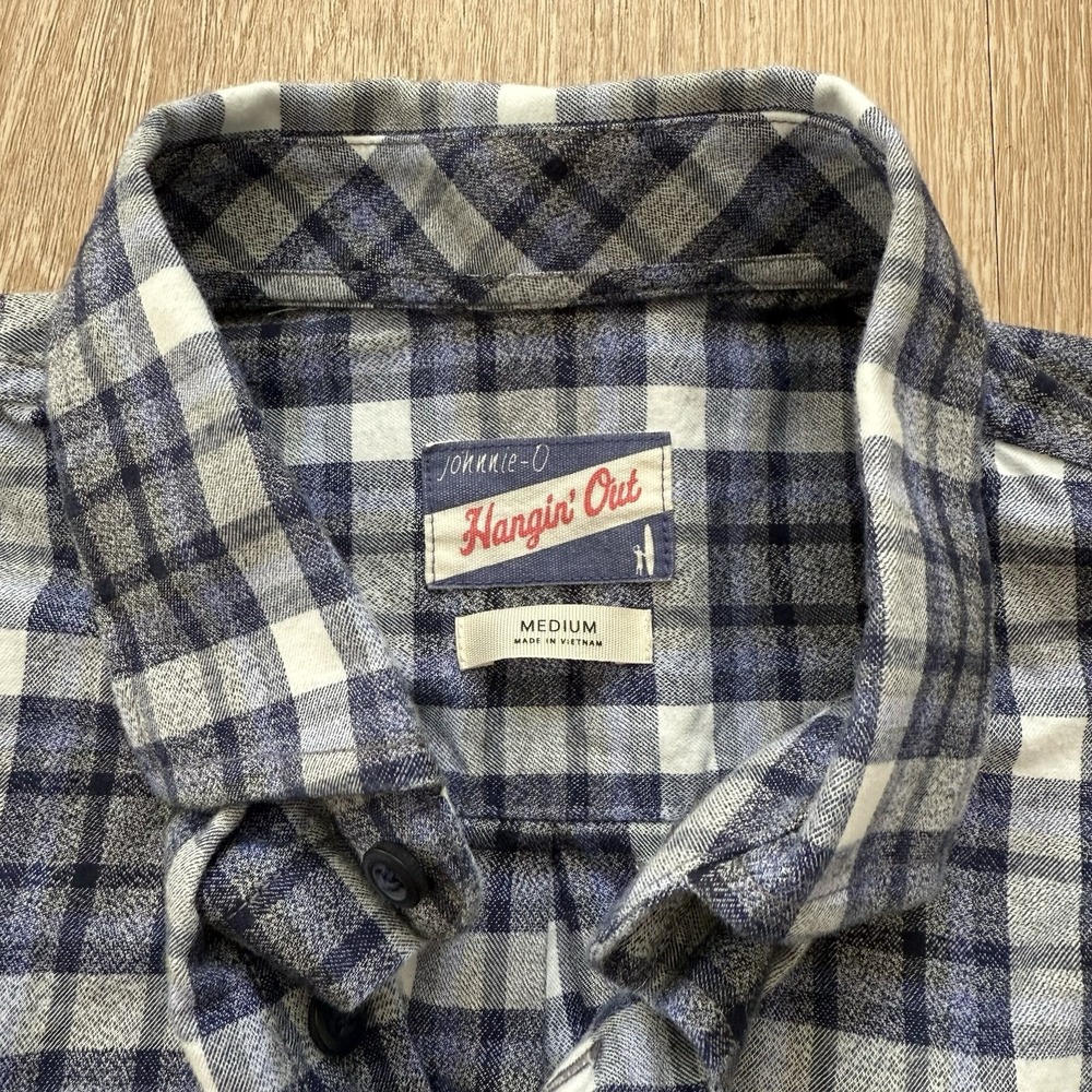 Johnnie O Shirt Mens Medium Plaid Button Down Long Sleeve Performance Preppy - Picture 5 of 5